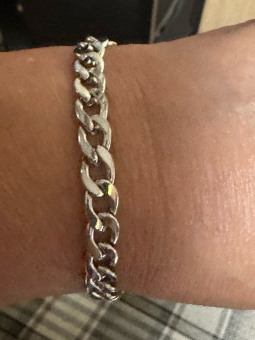 18K white Gold Chain Bracelet 7mm waterproof non tarnish 8”